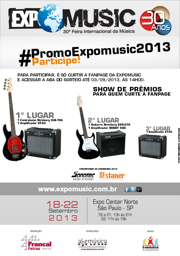 EXPOMUSIC 2013 – Quer ganhar produtos Sonotec e Staner? Participe.